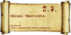 Décsei Henrietta névjegykártya