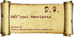 Décsei Henrietta névjegykártya