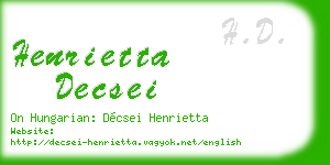henrietta decsei business card